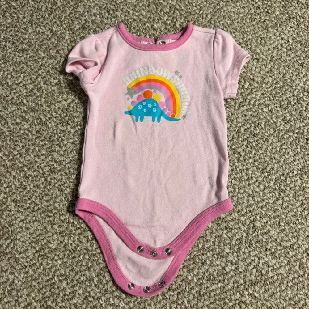 Kids Headquarters Baby Girl Bodysuit Rainbowsaurus Pink Dino 12 Months